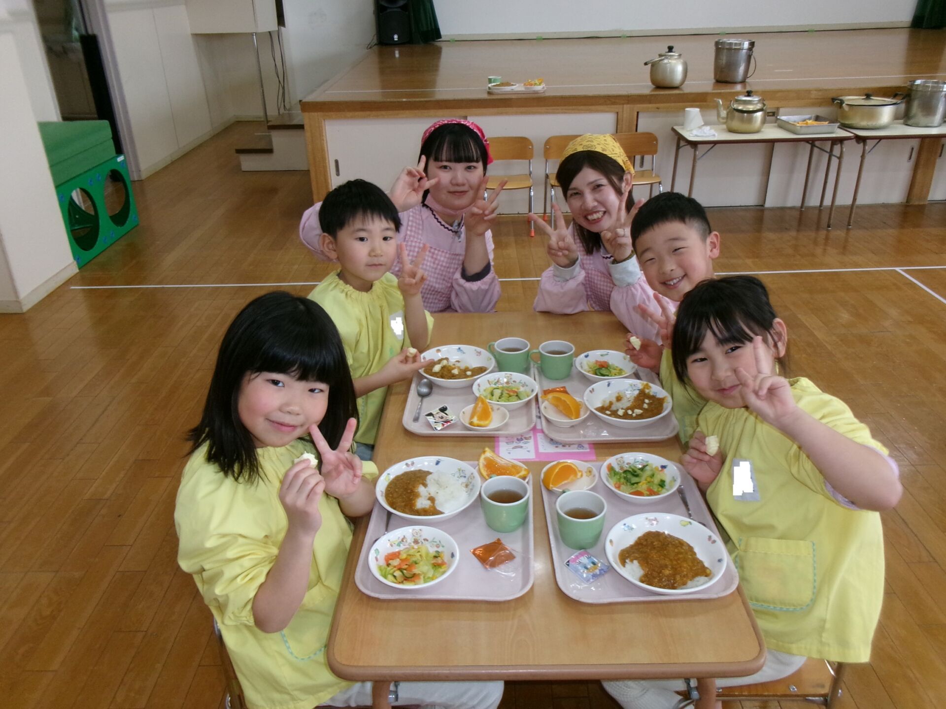 みんなで食べた給食、おいしかったね！